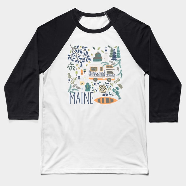 Road Trip to Maine Baseball T-Shirt by YuanXuDesign